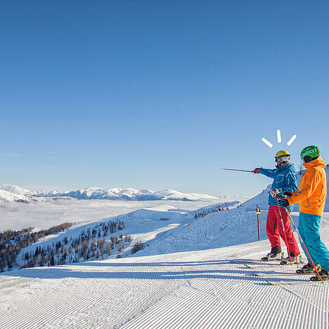 Weitblick über die Alpen auf den Ski genießen © Mathias Prägant_MBN Tourismus