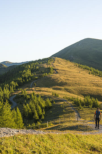 2 Wanderer gehen einen Wanderweg im UNESCO Biosphärenpark entlang